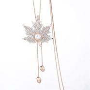 Lovely Maple Leaf Long Beaded Chain Tassel Pendant Necklace For Women image