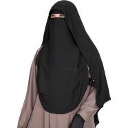 Luna- 2 Layer Hoodie Niqab | Black image