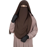 Luna- 2 Layer Hoodie Niqab | Chocolate Coffee image