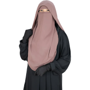 Glam Touch Luna- 2 Layer Hoodie Niqab | Mocha image