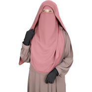 Glam Touch Luna- 2 Layer Hoodie Niqab | Onion Pink image