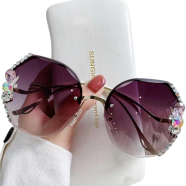 Luxury Brand Designer Sunglasses High Quality Rhinestone Sun Glasses Big Diamond Bling Eyeglasses Fashion Shades for Women image