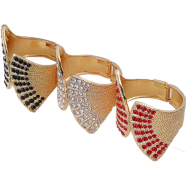 Luxury Gold-Tone Fan-Shaped Cuff Bracelet With Sparkling Rhinestones-1 Pcs image