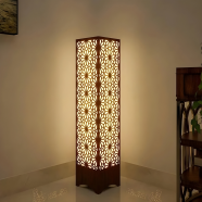 Luxury Modern Wood Floor Lamp | Elegant Pine Finish | Warm Yellow Light | Handcrafted Standing Lamp for Home and Office Decor by Ednfy image