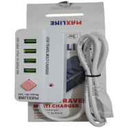 MAXLINE ML-404, 4 USB Ports Travel Multi Charger With 4 Feet Cable image