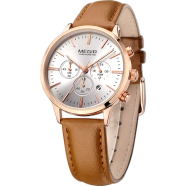 MEGIR M2011 Womens Luxury Leather Bracelet Watch Quartz Movement Valentine Day Gift Rose Gold image
