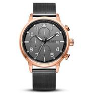 MEGIR Rose Gold And Black Mesh Band Watch for Men - 2157