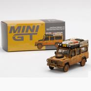 MINI GT 221 – Land Rover Defender 110 Team UK 1989 Camel Trophy Winner RHD Dirty Version image