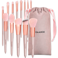 Maange Makeup Brush With Soft Bag- Pink image