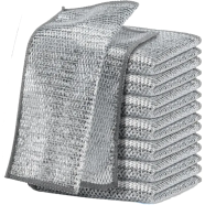 Magic Dishcloth Silver Wire Cleaning Kitchen Cloth with Sponge 10 Pcs image