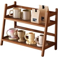 Creative Furniture Mahogany Wood 2 Tier Mug And Kitchen Organizer Rack image