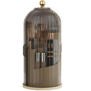 360 Degree Rotating Makeup Brush Organizer with Lid for Vanity Storage icon