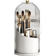 360 Degree Rotating Makeup Brush Organizer with Lid for Vanity Storage icon
