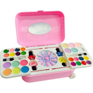 Makeup and Nail Art Toy Set for Girls Hello Kitty and Frozen Toy Trolley System Real Makeup Safe and Non toxic-pink -117776683