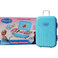 Makeup and Nail Art Toy Set for Girls Hello Kitty and Frozen Toy Trolley System Real Makeup Safe and Non toxic-Blue