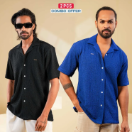 Manfare Premium Cuban Collar Half Shirt for Men 2 Pcs Combo image