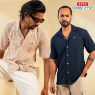 Manfare Premium Cuban Collar Half Shirt for Men 2 Pcs Combo image