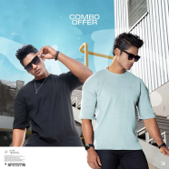 Manfare Premium Rib Fabrics Drop Shoulder T-Shirt 2 Pcs Combo Offer image