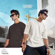 Manfare Premium Rib Fabrics Drop Shoulder T-Shirt 2 Pcs Combo Offer image