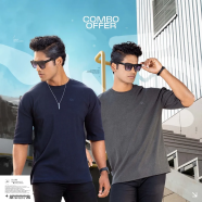 Manfare Premium Rib Fabrics Drop Shoulder T-Shirt 2 Pcs Combo Offer image