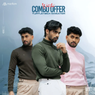 Manfare Premium Rib Fabrics Turtle Neck Sweater For Men Multicolor 3Pcs Combo Offer image