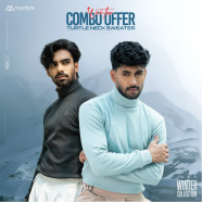 Manfare Premium Rib Fabrics Turtle Neck Sweater For Men Multicolor 2Pcs Combo Offer image