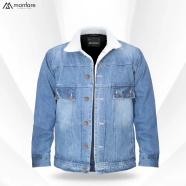 Manfare Premium Sherpa Lined Denim Jacket For Men icon