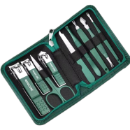 Manicure Set, 9 PCS Nail Clipper Kit Slant Edge Fingernail Toenail Clippers Nail Care Tools with Leather Travel Case Ideal Gift for Men and Women image