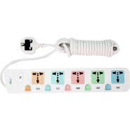 Many 3 Pin 5 Port White Power Strip # MTS-158 (5 Meter) image