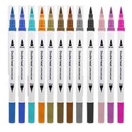 Marker Liner Drawing Watercolor Marker Pens Twin Head Brush Pen Painting 12 Color image