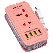 Maxline ML-604 4 USB Ports 2 Sockets Travel Multi Charger And Extension Socket With 1.8 Metre Cable image