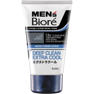 Men's Biore Double Scrub Deep Clean Extra Cool Facial Foam 100gm | Japan image
