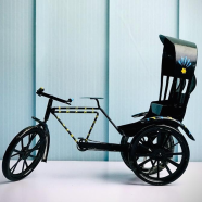 Metal Hand Painted Black Rickshaw Replica image