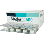 Metform 500 mg Tablet 10's Strip image