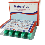 Metglip DS 5 mg, 500 mg Tablet 10's Strip image