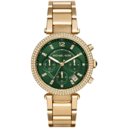 Michael Kors MK6263 Women's Parker Gold Tone Chronograph Green Dial Watch image