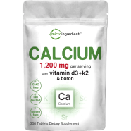 Micro Ingredients Calcium Vitamin D3 Plus K2 And Boron 1200mg 300 Tablets - X004d9jw8l image