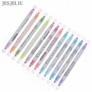 Milk Linerr Pens Set Dual Side Bold Fine Tip Protect Eyes Mild Color Highlighter Marker Drawing Office School - 12 Pcs image
