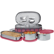 Milton Corporate Lunch 3 Stainless Steel Lunch Box - Pink Bag image
