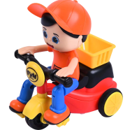 Mini Cartoon Inertia Tricycle Delivery Boy Model Toy Car Slide Swing Bicycle image