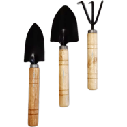 Mini Garden Shovel Rake Spade Arrangements Bonsai Tools Wooden Handle Set for Flower Pot Plants - 3 Pcs icon