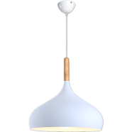 Minimalist Pendant Light Aluminum And Wood Chandelier Adjustable Hanging Lamp For Living Room Bedroom Restaurant Cafe Office Led Light Fixture 24inch White No Bulb image