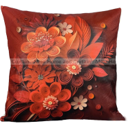 Mitu Home and Curtain 3D Floral Cushion Cover 100 Percent Cotton 16×16 Inch Washable 1 Pcs image