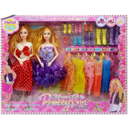 Modern Pretty Girls And Stylish Double Barbie Doll, Wonderful Toy With Dressand Accessories For kids And Girls (doll_double_dressandshoe) Multicolor image