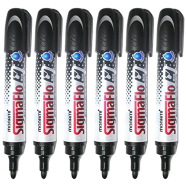 Monami Sigmaflo White Board Marker Round Tip Black- 6 Pcs image