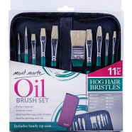 Mont Marte Oil Colour Hog Bristle Brush Set in Wallet 11pcs