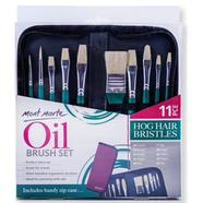 Mont Marte Oil Colour Hog Bristle Brush Set in Wallet 11pcs image