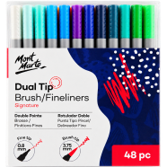 Mont Marte Signature Dual Tip Brush Marker/Fineliners-48 Pcs image