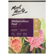 Mont Marte Watercolour Pad German Paper- A3 300gsm 12 Sheet
