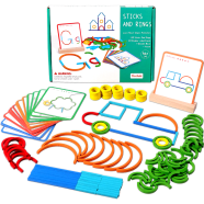 Montessori Letter Matching Sticks And Rings Puzzle Blocks Toy For Toddlers Fine Motor Skills image